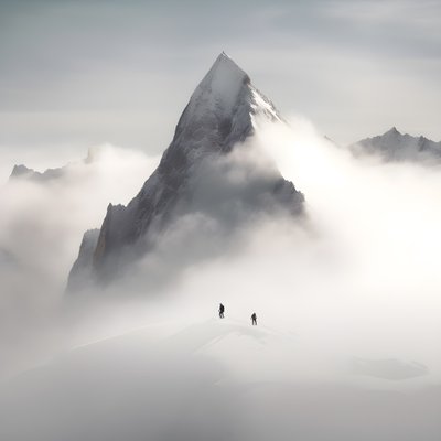 Due persone che sciano su una montagna coperta di nuvole 3 da Kurt Heppke