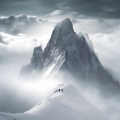 due persone che sciano su una montagna coperta di nuvole 4 da Kurt Heppke