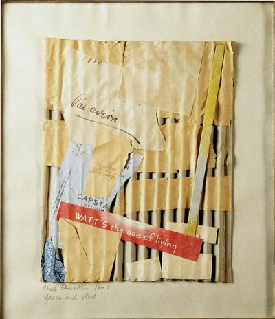 Verde e rosso Collage di Kurt Schwitters (1887-1948) 1947 Collezione privata da Kurt Schwitters