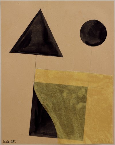 Costruzione con triangolo, quadrato e compasso da Kurt Schwitters
