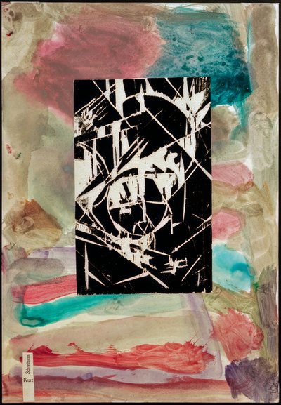 Senza titolo (Collage con xilografia su pittura astratta) da Kurt Schwitters