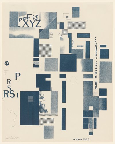 Senza titolo, n. 3 di 6 dal portfolio Merz 3. Kurt Schwitters 6 Lithos. Merz Mappe. Prima mappa del Merzverlag da Kurt Schwitters