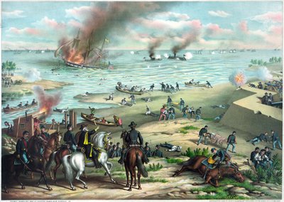 Guerra civile americana (1861-1865): Battaglia di Hampton Roads 8-9 marzo da Kurz and Allison