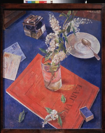 Ramo di ciliegio in un bicchiere da Kuzma Sergeevich Petrov Vodkin