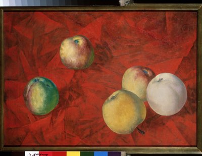Mele su sfondo rosso da Kuzma Sergeevich Petrov Vodkin