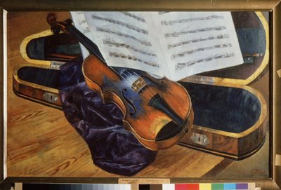 Violino in una custodia da Kuzma Sergeevich Petrov Vodkin