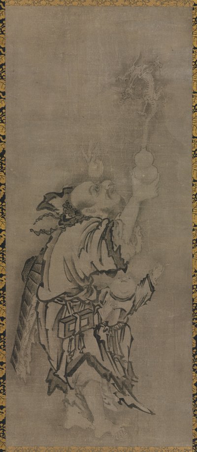 Hotei con Immortali Daoisti: Immortale con Zucca e Drago da Kyūseki Tomonobu