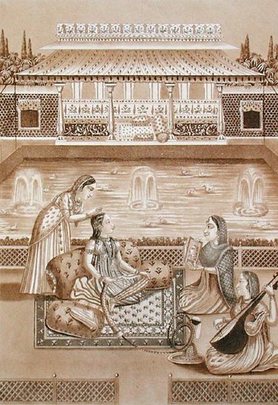 Donna indiana alla sua toilette, inizio XIX secolo da L.A. and Morret J.B. Lecerf