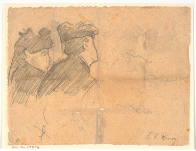 Studio di profilo di due teste di donna con cappello da Laurits Andersen Ring