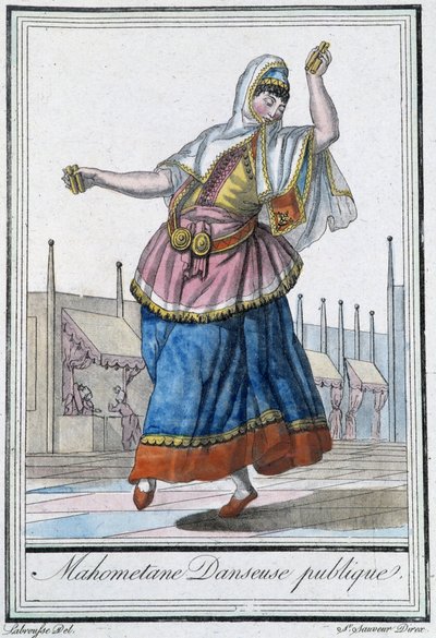 Danzatrice pubblica musulmana - in "Encyclopédie des voyages" di J. Grasset St Sauveur, ed. Deroy, Parigi da L.F. Labrousse
