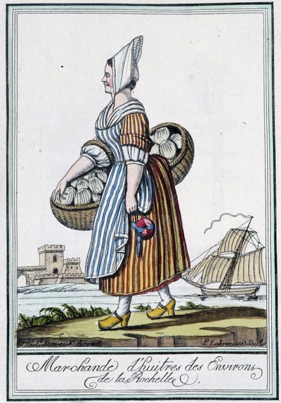 Venditore di ostriche dei dintorni di La Rochelle (Charente Maritime) - in "Enciclopedia dei viaggi" di J. Grasset St Sauveur, Deron, Parigi da L.F. Labrousse