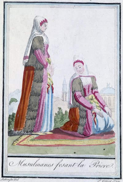 Musulmani in preghiera - in "Enciclopedia dei viaggi" di J. Grasset St Sauveur, ed. Deroy, Parigi da L.F. Labrousse