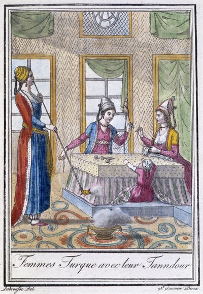 Donne turche con il loro Tanndour - in "Encyclopédie des voyages" di J. Grasset St Sauveur, ed. Deroy, Parigi da L.F. Labrousse