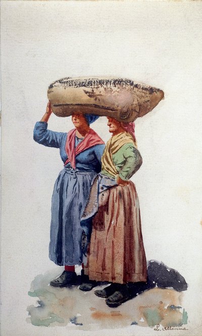 Due donne lavoratrici portuali al porto di Genova, c.1890 da L. Allavena