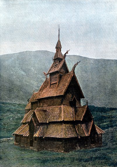 Chiesa a doghe di Borgund, Sogn og Fjordane, Norvegia da L Boulanger