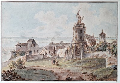 Un telegrafo Chappe in cima a una torre, di Goblain, fine XVIII secolo da L. Goblain