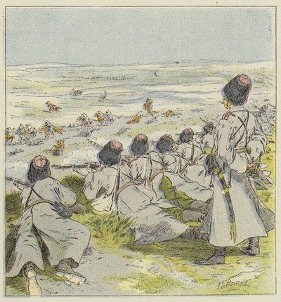 Difesa della strada di Kasan da parte dei cosacchi da L. Malespine
