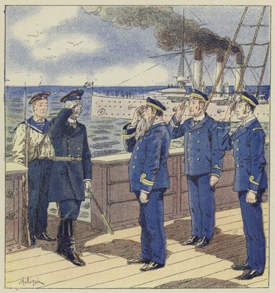 Visita di una nave mercantile da parte di un ufficiale russo da L. Malespine