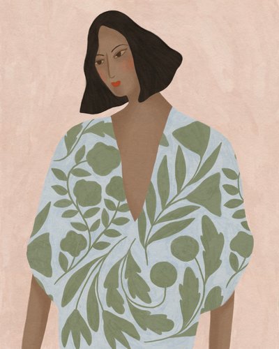 Donna in abito floreale, 2022 da Lady Ann de Borja