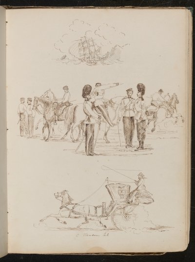 Studio di una nave che soffia sull