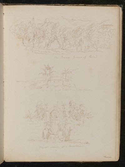 Studio di "i coltivatori di arance di Nizza", uno studio architettonico di "una chiesa e convento sulla strada", uno studio di "donne di Nizza a una fontana" da Lady Butler