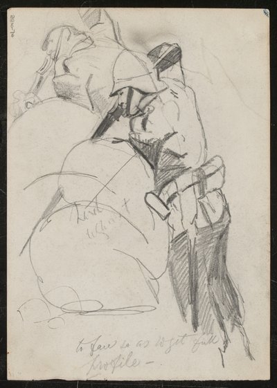 Due soldati che sparano verso il basso sopra sacchi di sabbia, 1879 da Lady Butler