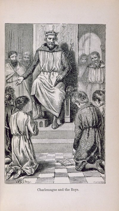 Carlo Magno (742-814) e i ragazzi, illustrazione da 