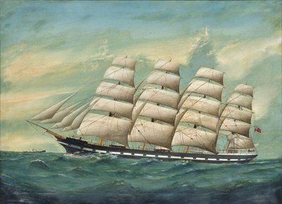 La nave a quattro alberi Romsdal che si fa largo tra le onde da Lai Fong