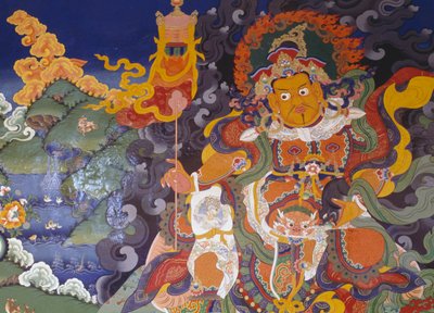 Affresco raffigurante divinità colorate, Monastero Buddhista di Lamayuru (Lamayuru Gompa), Himalaya, distretto di Ladakh, stato di Jammu e Kashmir, India da Amadeo (after) Modigliani