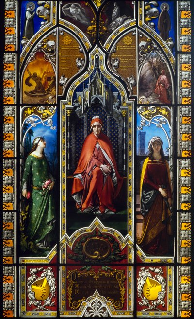 Il trionfo di Dante (1851), vetrata di Giuseppe Bertini, Museo Poldi Pezzoli, Milano, Lombardia, Italia da Amadeo (after) Modigliani