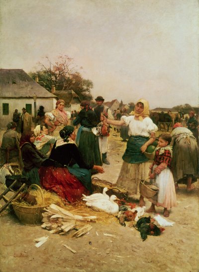 Il Mercato del Pollame, 1885 da Lajos Deak Ebner