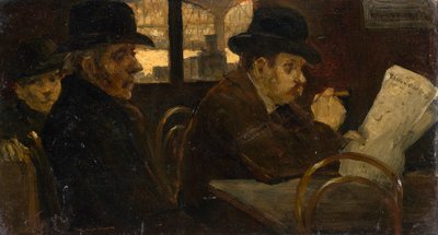 Lettore di giornali nella sala d