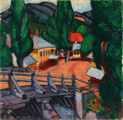 Paesaggio con un ponte da Lajos Tihanyi