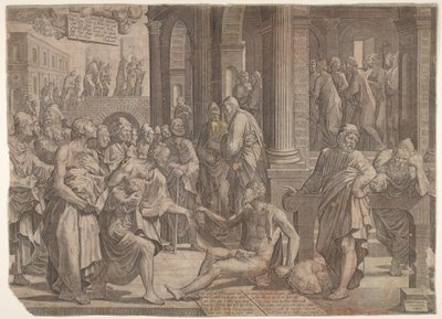 San Giovanni e San Pietro guariscono lo storpio, 1553 da Lambert Suavius
