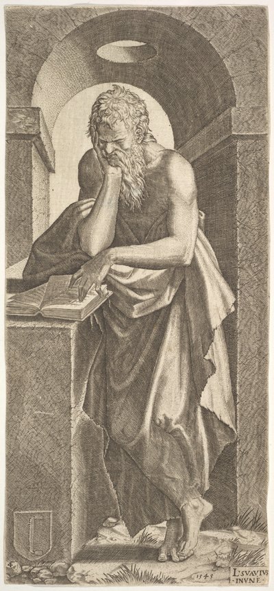 San Simone davanti a un libro aperto con le dita della mano sinistra premute su di esso, 1545 da Lambert Suavius