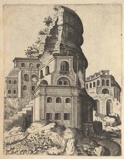 Paesaggio verticale con le rovine del Tempio di Venere e Roma, dalla serie 