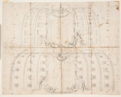 Frederiksborg slot, Audienssalen. Due diversi progetti per la decorazione del soffitto della cupola da Lambert van Haven