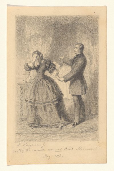 Coppia al capezzale del loro bambino da Lambertus Lingeman (signed by artist)