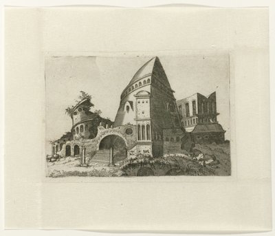 Rovina con torre a forma di piramide da Lambertus Suavius