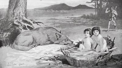 Il pastore vide che il lupo si prendeva cura dei bambini (litografia) da Lancelot Speed