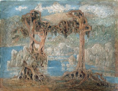 Paesaggio con alberi spogli sulla costa, Norvegia da Lars Hertervig