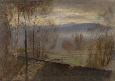 Paesaggio serale con fiume, c. 1880 da Laszlo Mednyanszky