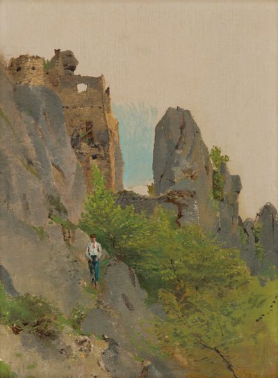 Vista delle rovine di Sú?ovské da Laszlo Mednyanszky
