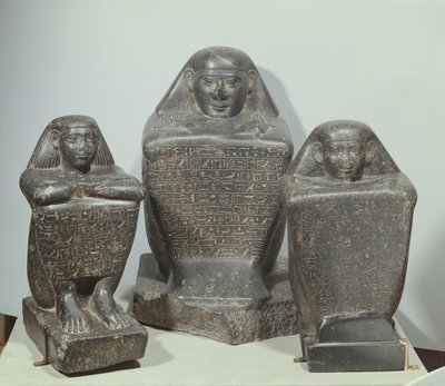Statue a blocco di Akhamenru, Harwa e Amenemonet, XXV-XXVI Dinastia da Late Period Egyptian
