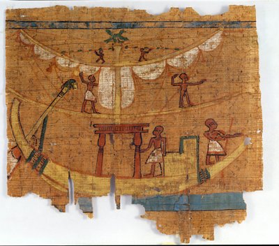 Imbarco su un fiume (papiro) da Late Period Egyptian