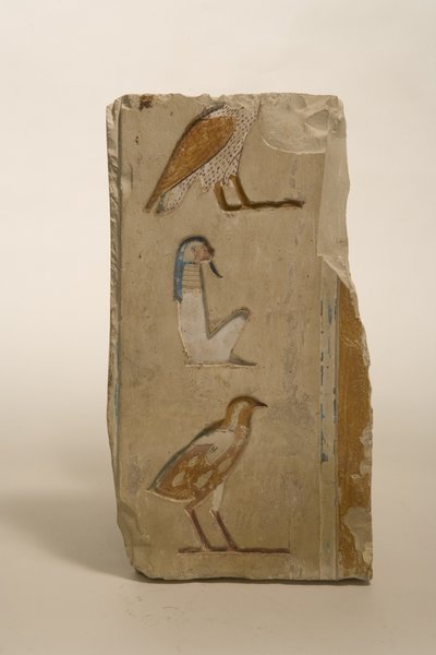 Rilievo con geroglifici, possibilmente da Tebe, c.600 a.C. (calcare dipinto) da Late Period Egyptian
