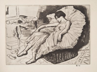 Ballerina addormentata, pub. 1925 da Laura Knight