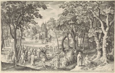 Paesaggio con rovina di un tempio rotondo (serie: Paesaggi con edifici romani antichi) da Laurens Barata
