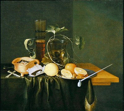 Natura morta con un Roemer circondato da viticci e frutti da Laurens Craen