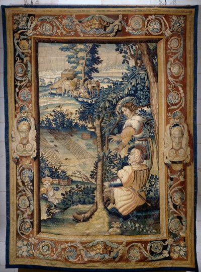 Caccia agli uccelli con la rete, arazzo dalla serie Cacce di Francesco I da Laurent Guyot